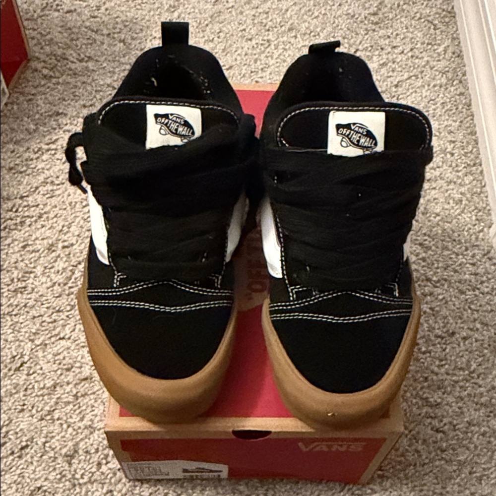 Vans Knu Skool Black and Gum Sneakers - Picture 2 of 5